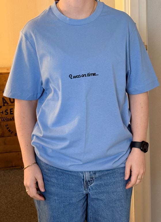 Cat Illustration T Shirt Cornflower Blue Cute Funny Cat Tee  Small & Medium