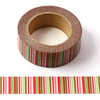 Red & Green Thin Stripe 15mm Washi Tape, 10m, Decorative Tape, Cards, Journals, 
