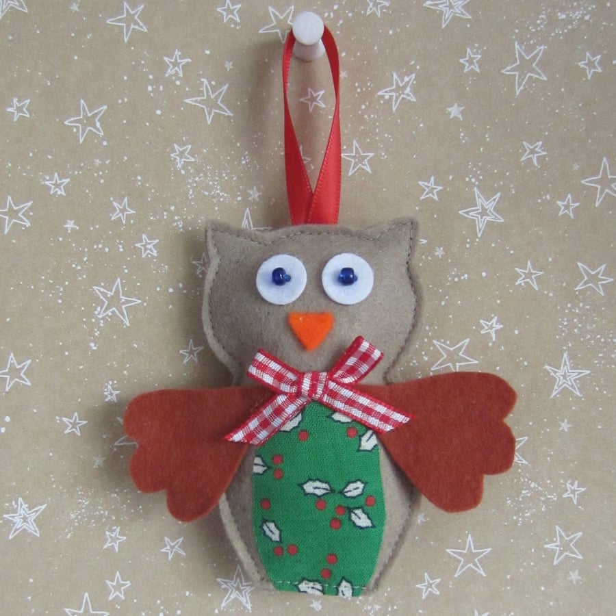SALE Christmas Felt Owl Tree Decoration