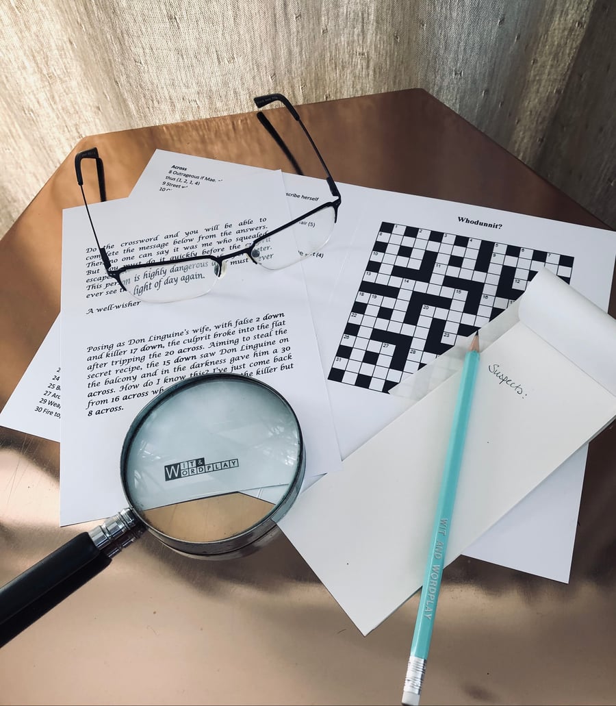 Murder Mystery Cryptic Crossword Card