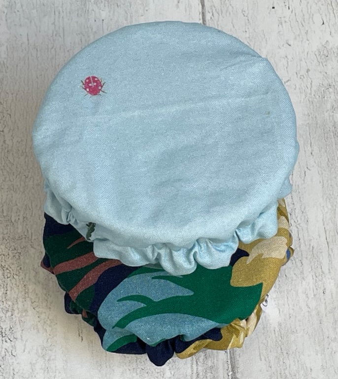 Extra small bowl covers for dips. Set of two in blues