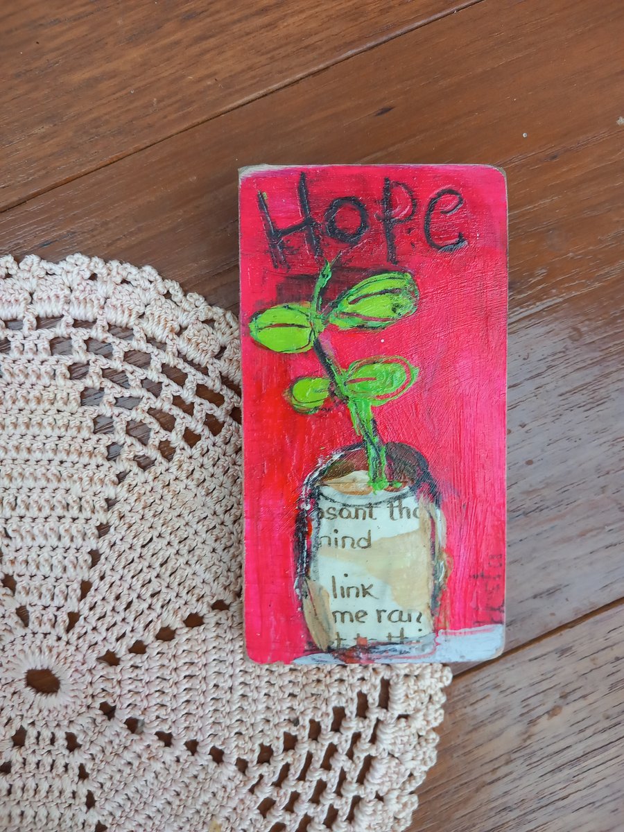 Miniature painting on reclaimed wood. Spring, garden inspired 