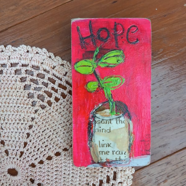 Miniature painting on reclaimed wood. Spring, garden inspired 