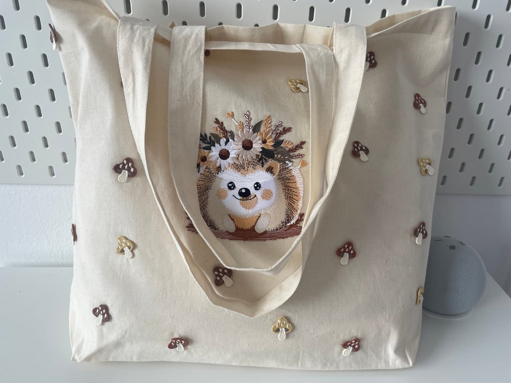 Large Hedgehog tote bag made to order 