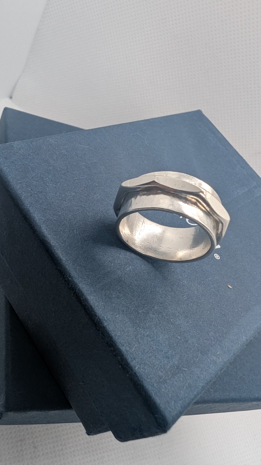 Silver ring, spinner inner ring. Wide chunky in a small size J
