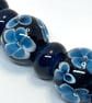 Handmade floral patterned lamp work glass beads