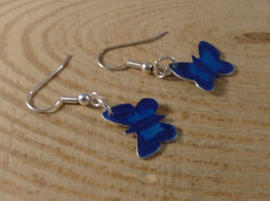 Anodised Aluminium Blue Butterfly Earrings AAE042011