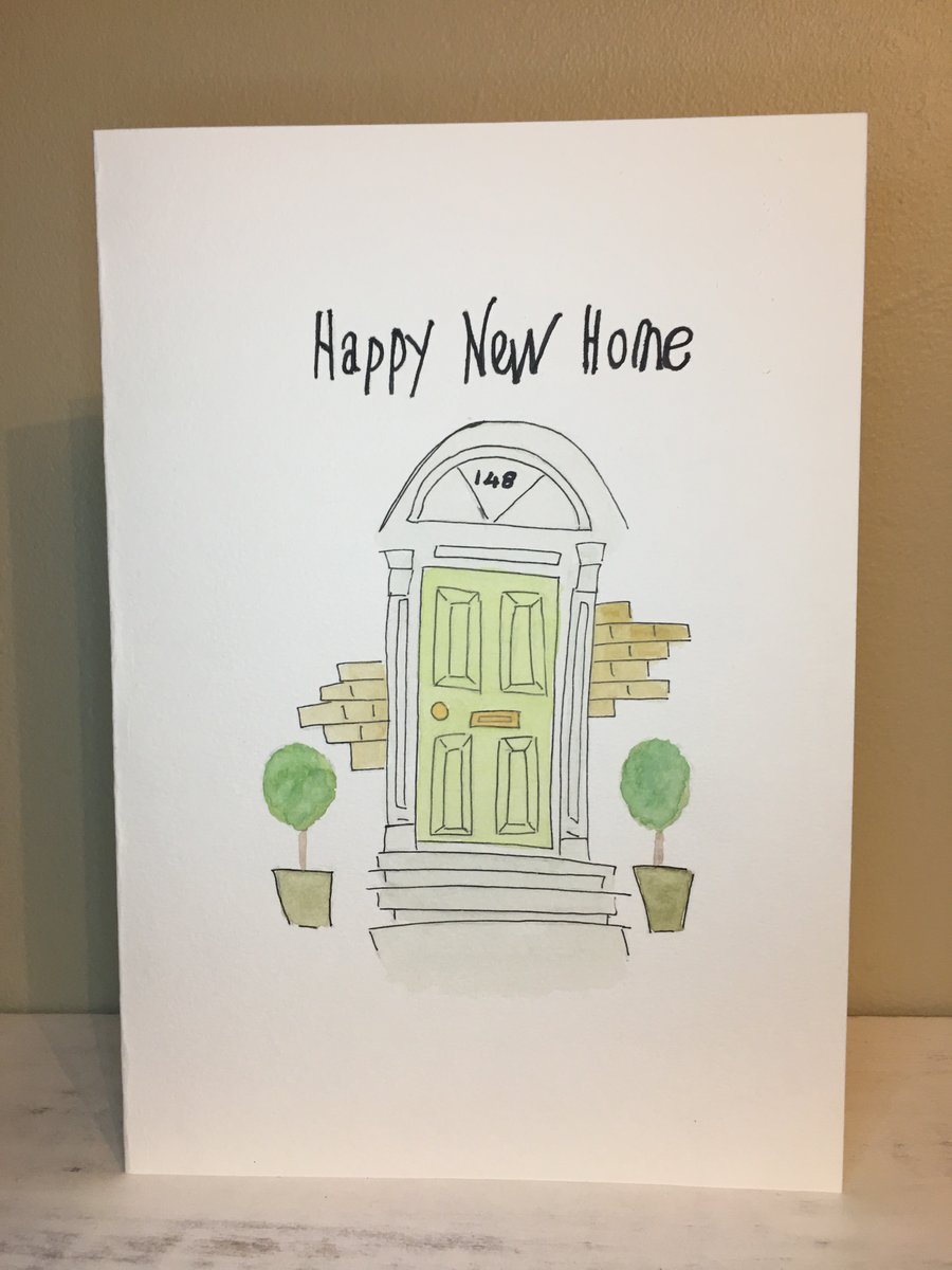New Home Greetings Card, New Home Keepsake, Hand Painted Card, New House