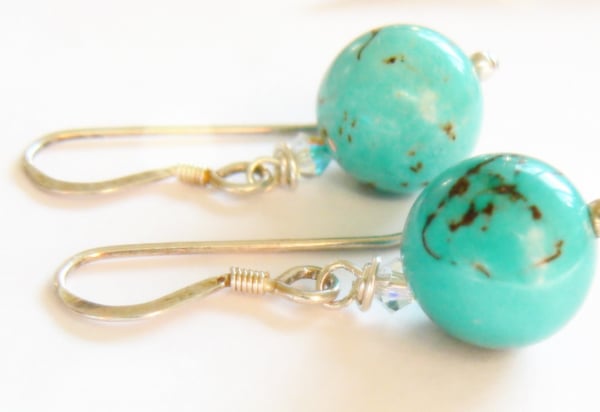 Turquoise and Swarovski Crystal Drop Earrings