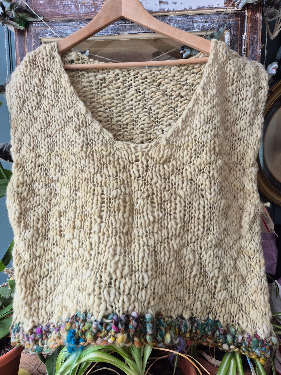 Naturally dyed, hand knitted chunky tank top