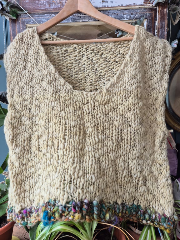 Naturally dyed, hand knitted chunky tank top