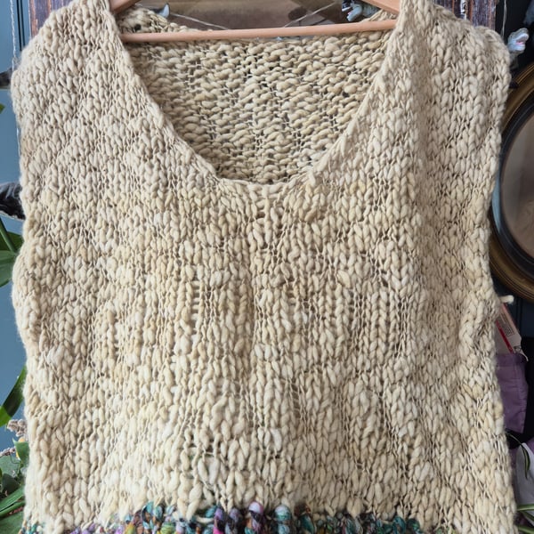 Naturally dyed, hand knitted chunky tank top
