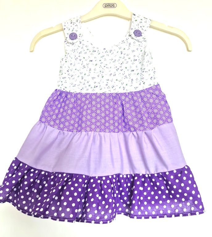 Purple colours toddlers tiered sundress - size 1 to 2 years