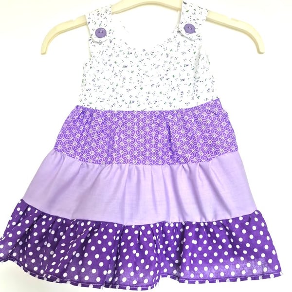 Purple colours toddlers tiered sundress - size 1 to 2 years