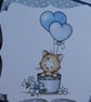 New Baby Boy Card - Kitten with Balloons - Image 2