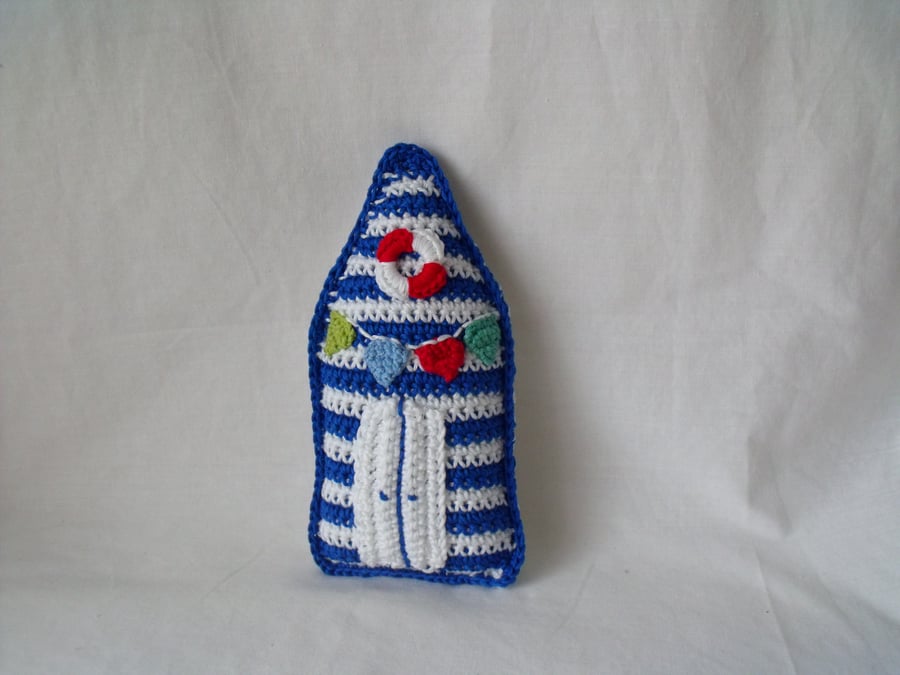 cute crocheted cotton beach hut ornament