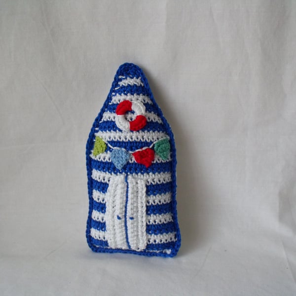 cute crocheted cotton beach hut ornament