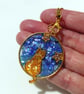 Night Sky Cat Shell Resin Phone Charm with Blue Mosaic Pendant  - Image 2