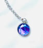 Purple and blue paint pour necklace pendant 