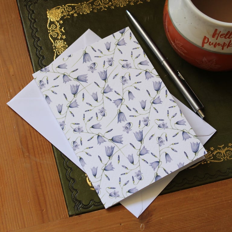 Single Harebell Pattern Greetings Card - A6 Size