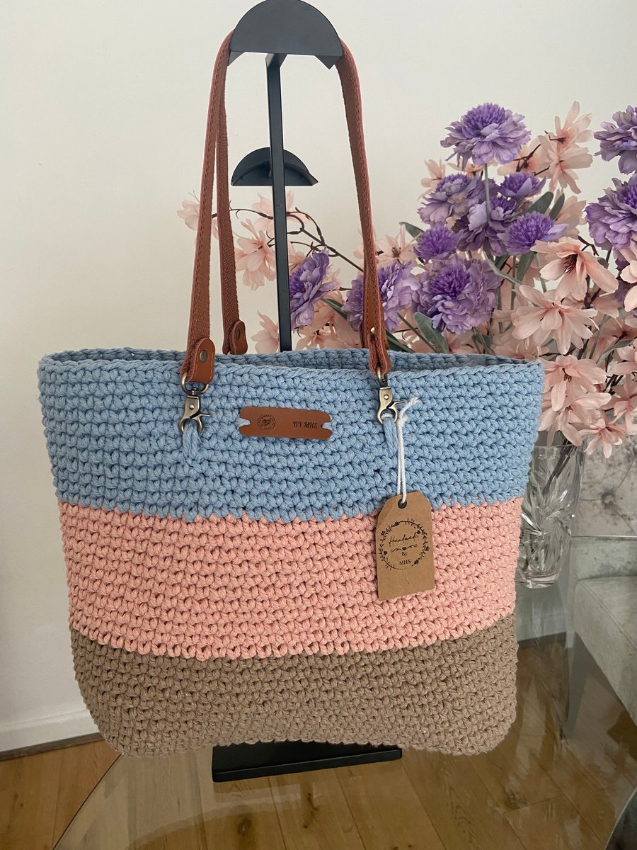 Handmade macrame crochet tote bag