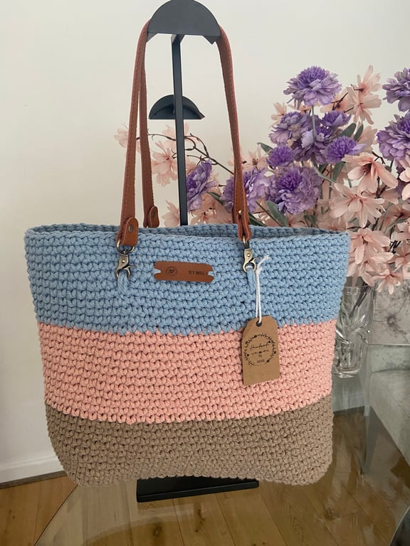 Handmade macrame crochet tote bag