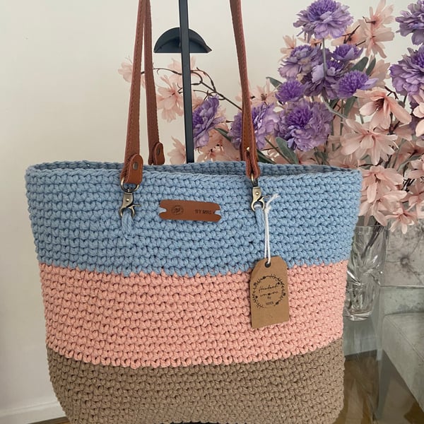 Handmade macrame crochet tote bag