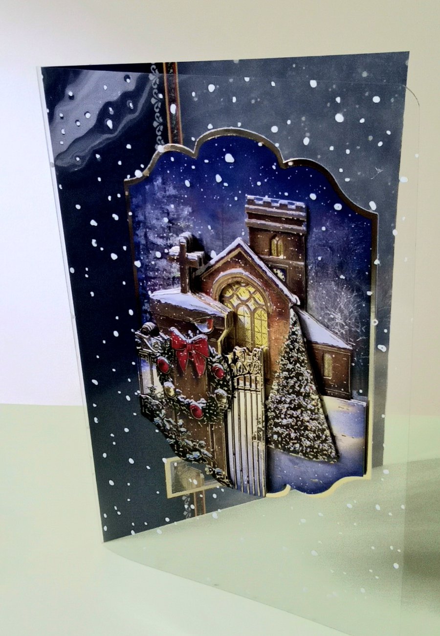 3D Decoupaged Christmas Card, Winter Blessings 