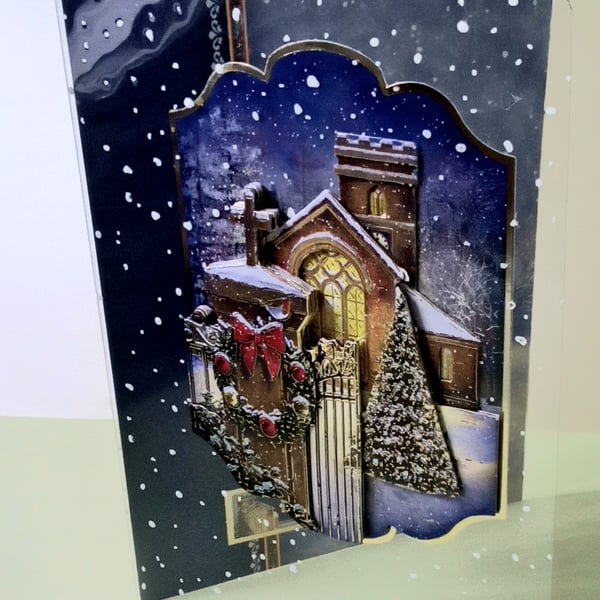 3D Decoupaged Christmas Card, Winter Blessings 