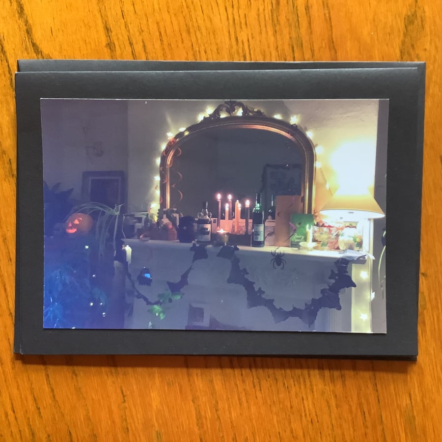 Handmade original photo card of Halloween scene 'Home'