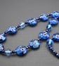 blue lampwork glass beaded necklace - Image 3