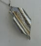 Scrolled leaf pendant in sterling silver,  hammered and hallmarked - Image 4