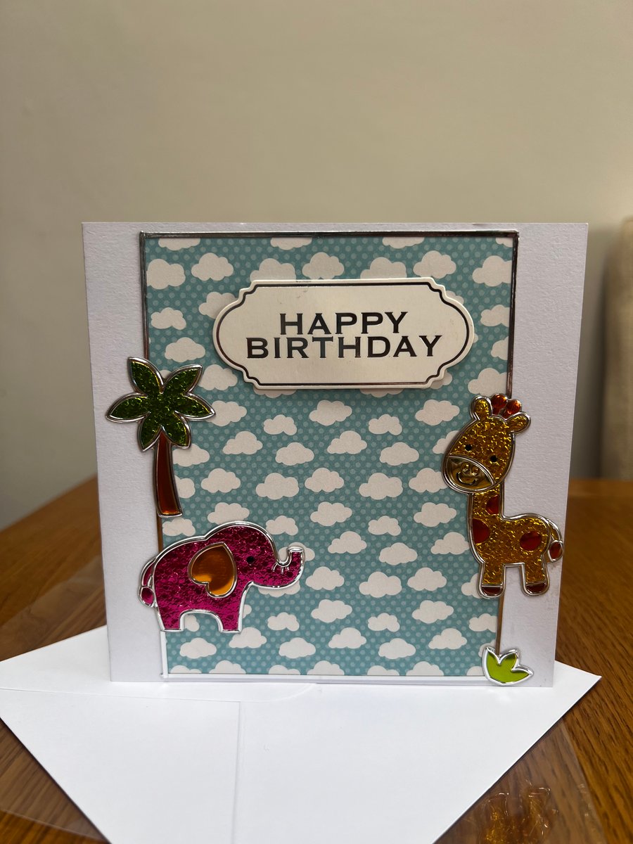 Handmade Zoo style Birthday card