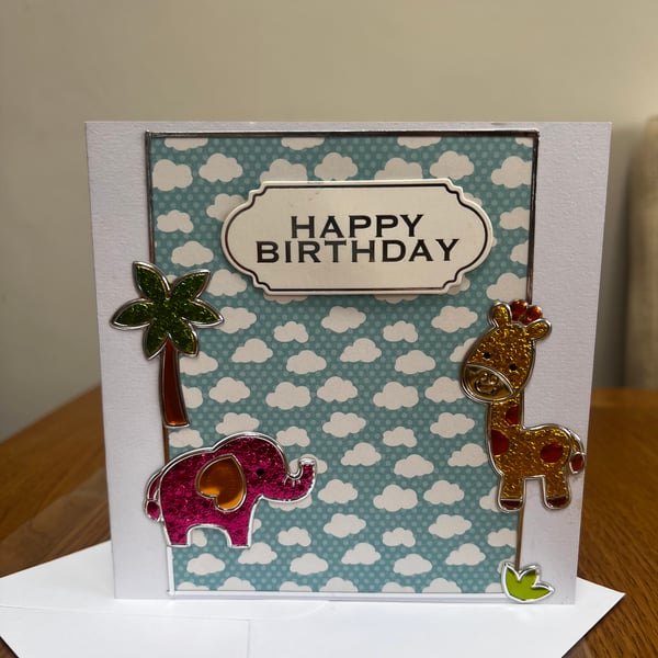 Handmade Zoo style Birthday card