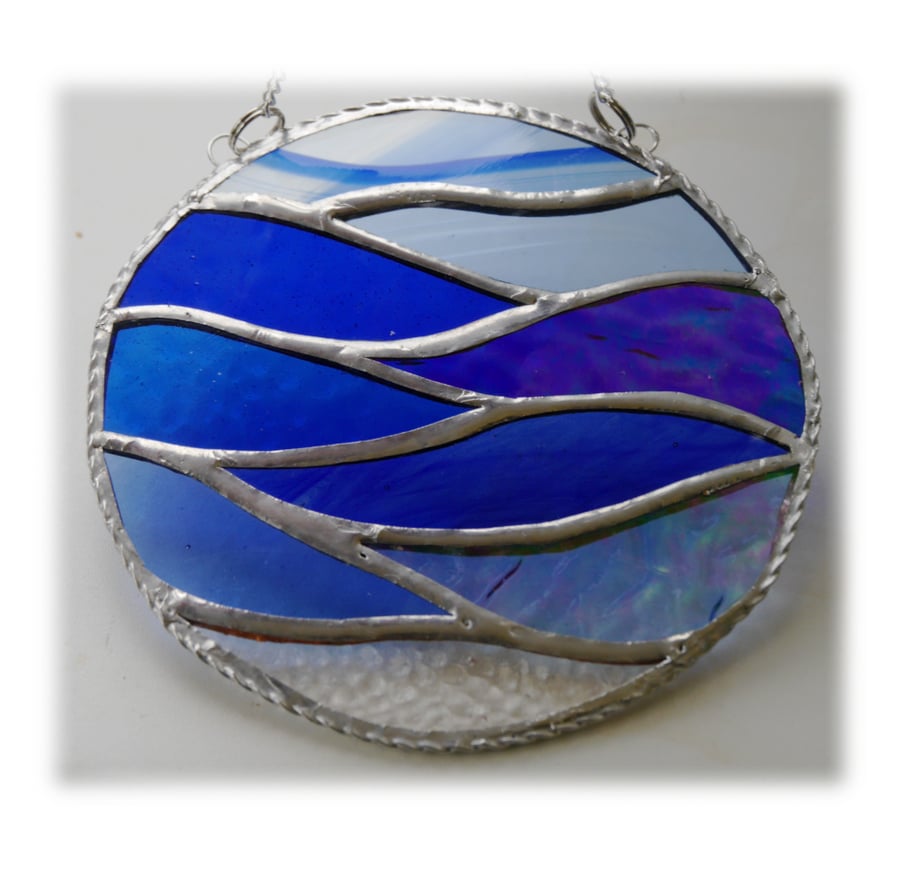 Making Waves Stained Glass Suncatcher Handmade Ring Sea 010