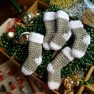 Mini Crochet Stockings - Silver (pack of 5)
