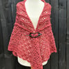 Organic merino wool rich Cherry Triangle lace shawl 