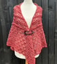 Organic merino wool rich Cherry Triangle lace shawl 