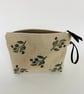 Linen Makeup Bag Mediterranean Olives Print; Hand printed Clutch Bag - Image 5