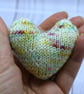 Hand knitted heart - pocket hug - Pastels