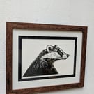 'Badger' Lino Print 