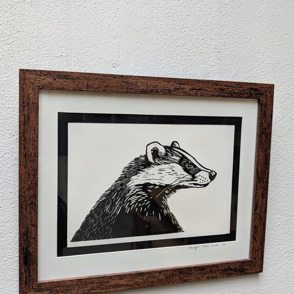 'Badger' Lino Print 