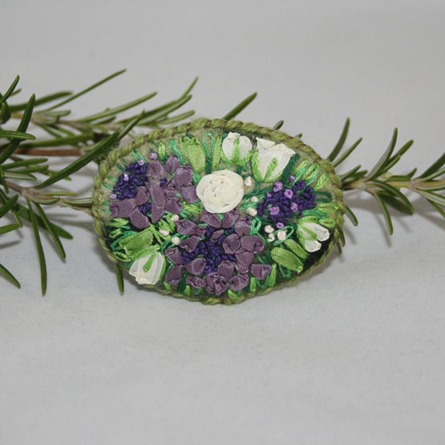 Hydrangea and Roses Brooch