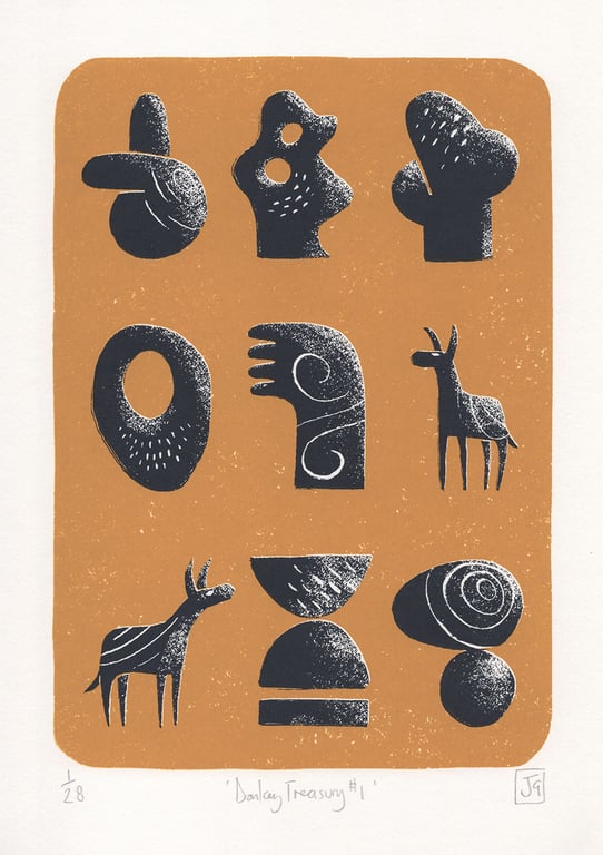 Donkey Treasury No.1 A4 two-colour screen-print