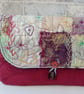 Raspberry pink clutch bag with textile art feature - Image 8