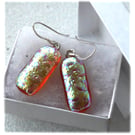 Handmade Fused Dichroic Glass Earrings 275 Rose Pink Shimmer