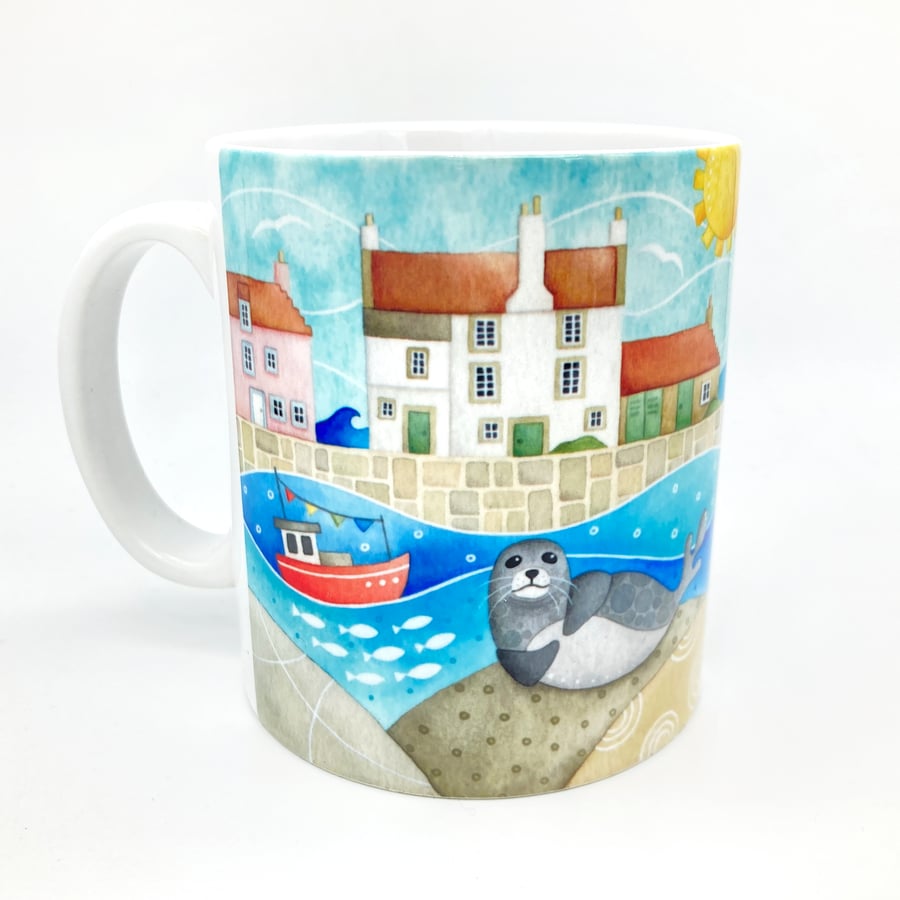 Seal Mug - Seaside Watercolour Artist. Nautical Coastal Kitchen Decor Gift