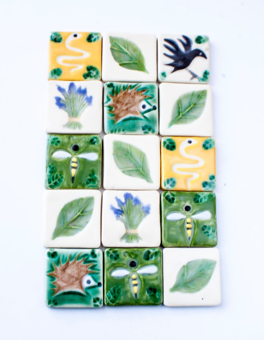 Small Square Ceramic Tiles - Sets of 4