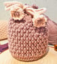Crochet Drawstring Pouch - Favour Bag, Table Favour, Brown With Cream String - Image 5