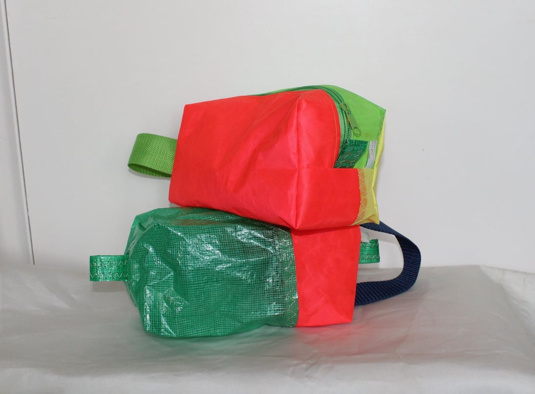 Colourful Upcycled Sailcloth Wash Bag - Bright Travel & Makeup Bag